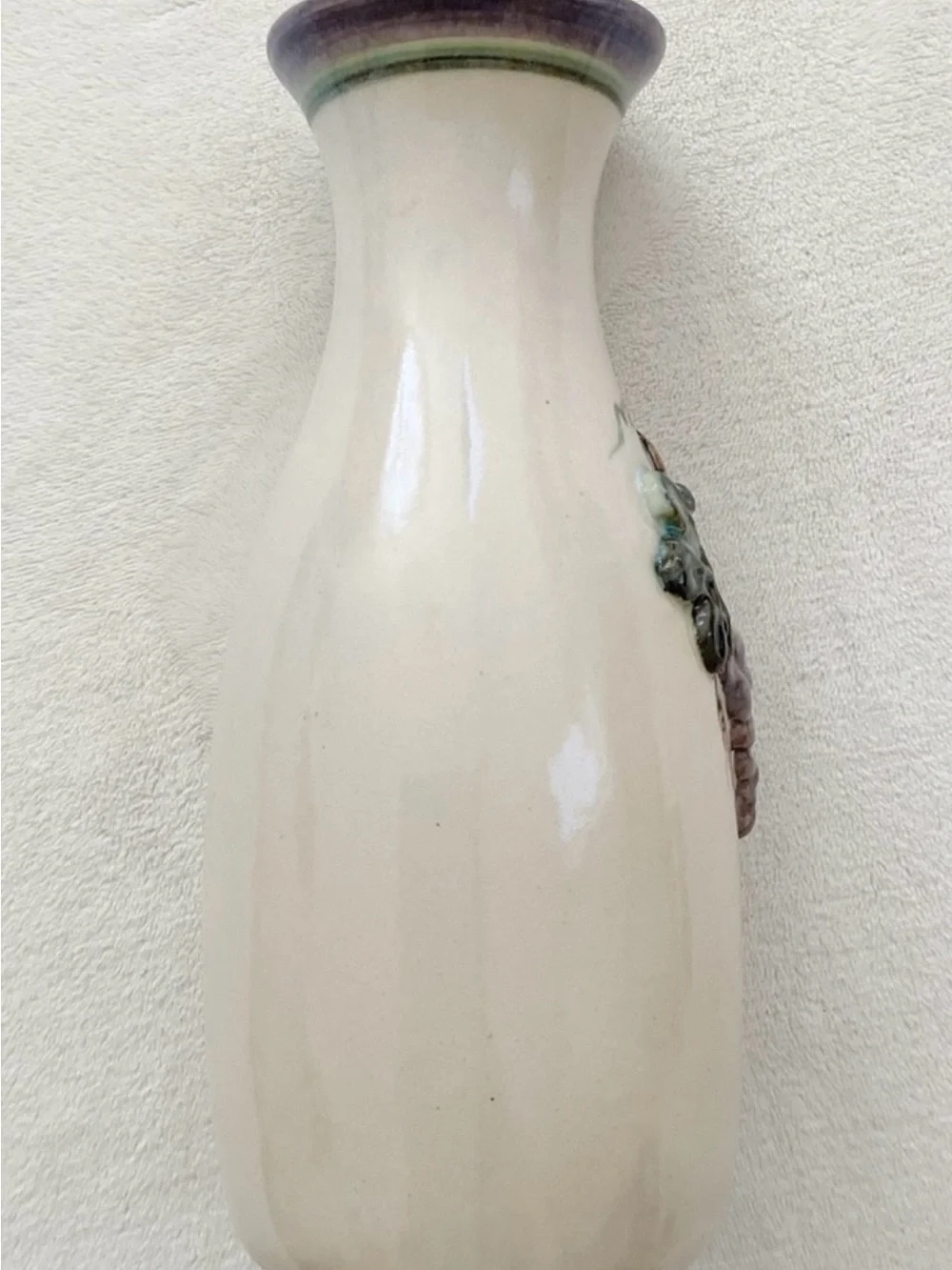Vintage Quyle Kilns Grapevine Vase 9.5” Signed California Studio Pottery